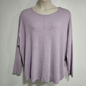 Chico's Sz 4 (XXL) Lavender Nylon Blnd Lightweight Soft Relaxed Pullover Sweater